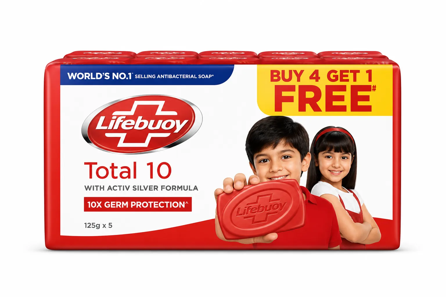 Lifebuoy Total 10 Germ Protection Soap 125g Pack of 5 | Shree Krishna Mart