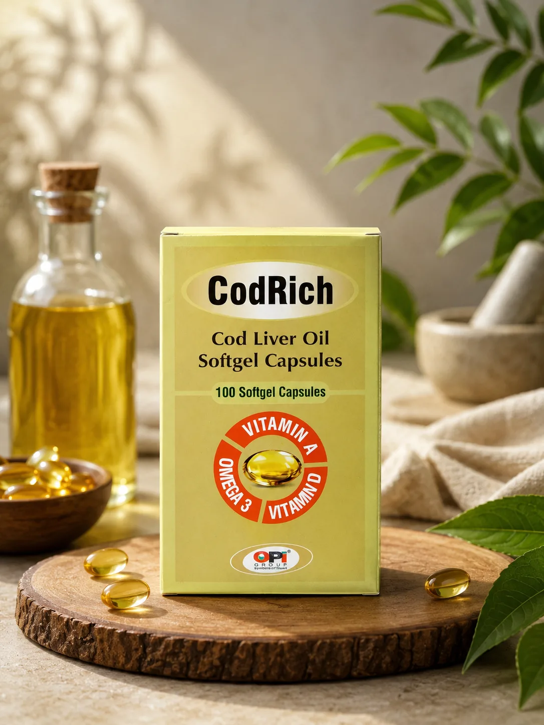 CodRich Cod Liver Oil Softgel Capsules with Omega 3 Vitamin A Vitamin D 100 Capsules