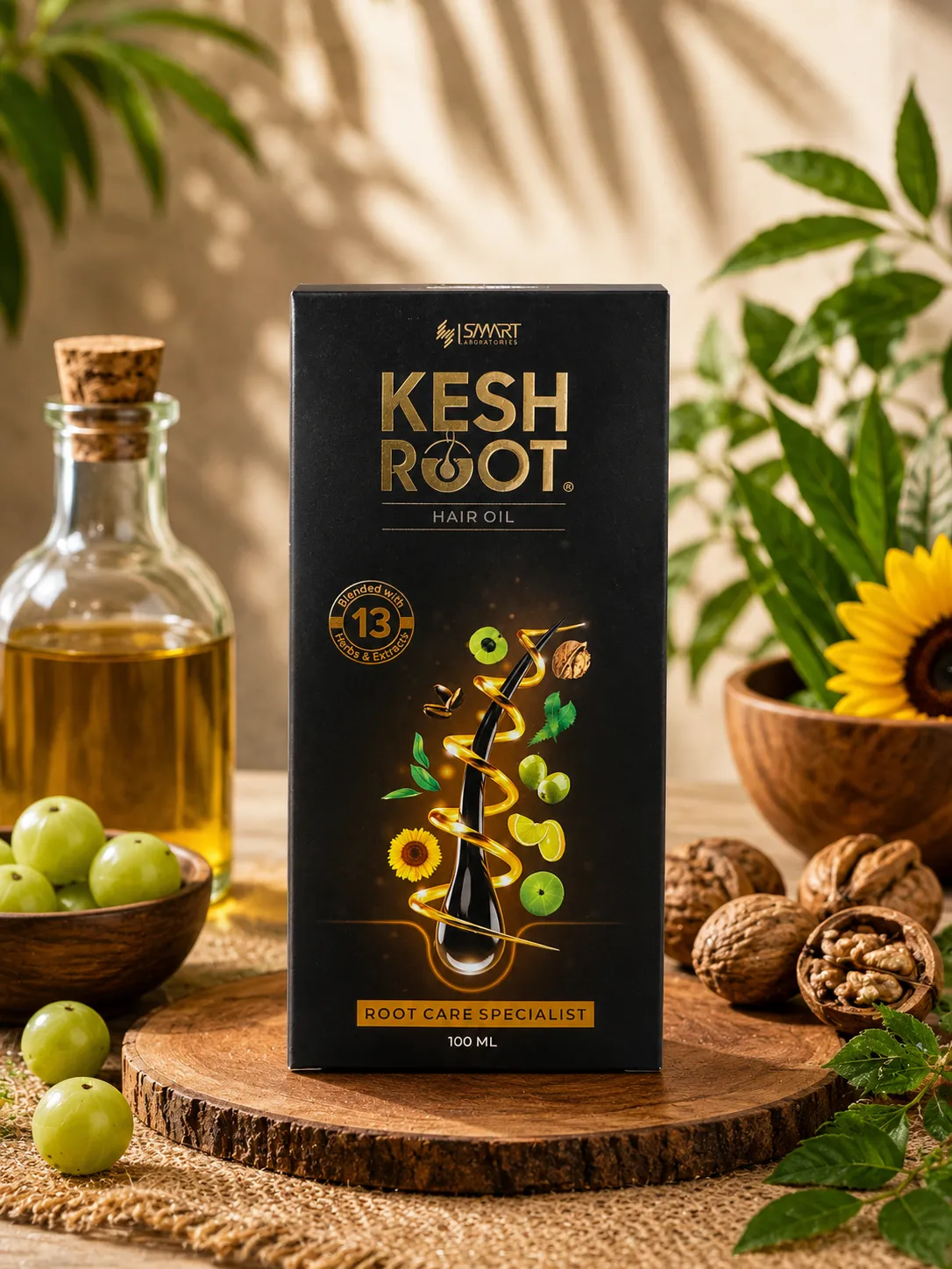 Kesh Root Hair Oil 100 ml with 13 Herbs and Rosemary Oil for Hair Growth