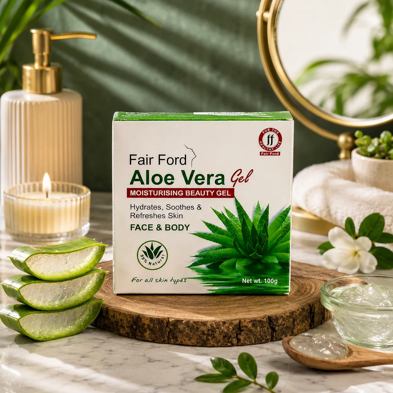 Fair Ford Aloe Vera Gel Moisturising Beauty Gel for Face and Body 100g