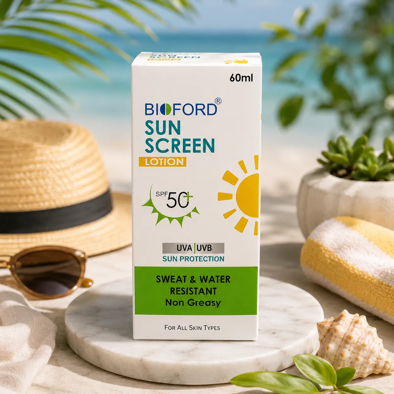 Bioford Sunscreen Lotion SPF 50+ PA+++ 60ml with UVA UVB Protection