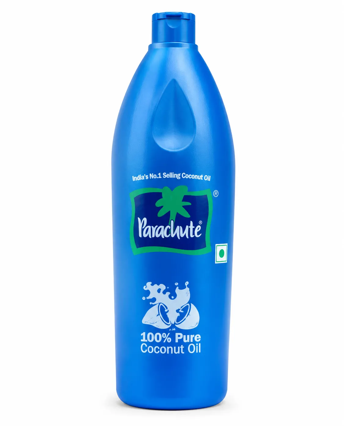Parachute 100% Pure Coconut Oil 600ml bottle for healthy hair growth, scalp nourishment, skin moisturizing, and daily family care.
