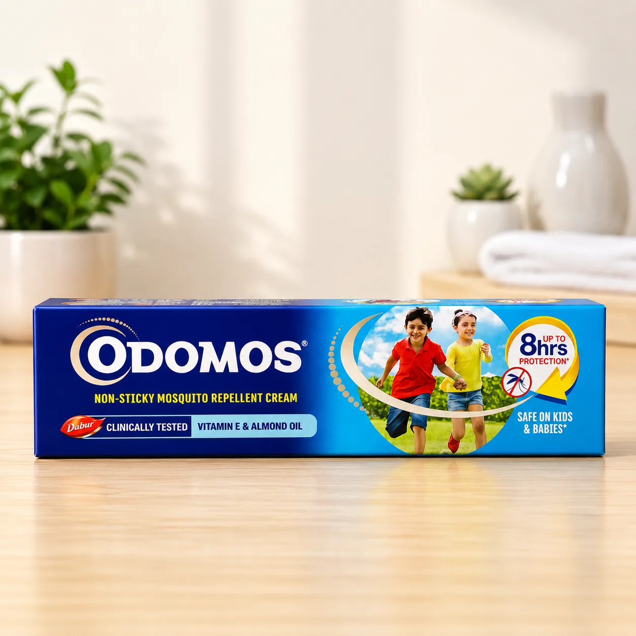 Odomos Non-Sticky Mosquito Repellent Cream 50 g with Vitamin E and Almond Oil