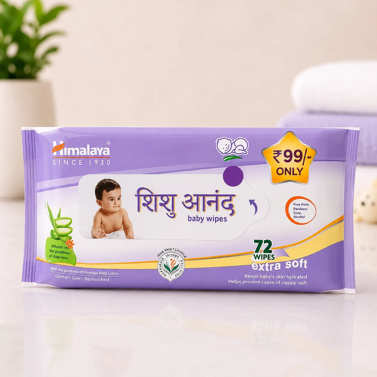 Himalaya Shishu Anand Baby Wipes 72 Wipes pouch