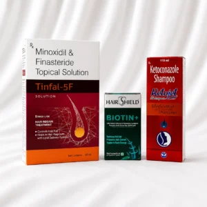 Hair Care Combo Pack – Tinfal-5F 60ml, Hairshield Biotin+ 60 Tablets & Ketojet 2% Shampoo 110ml